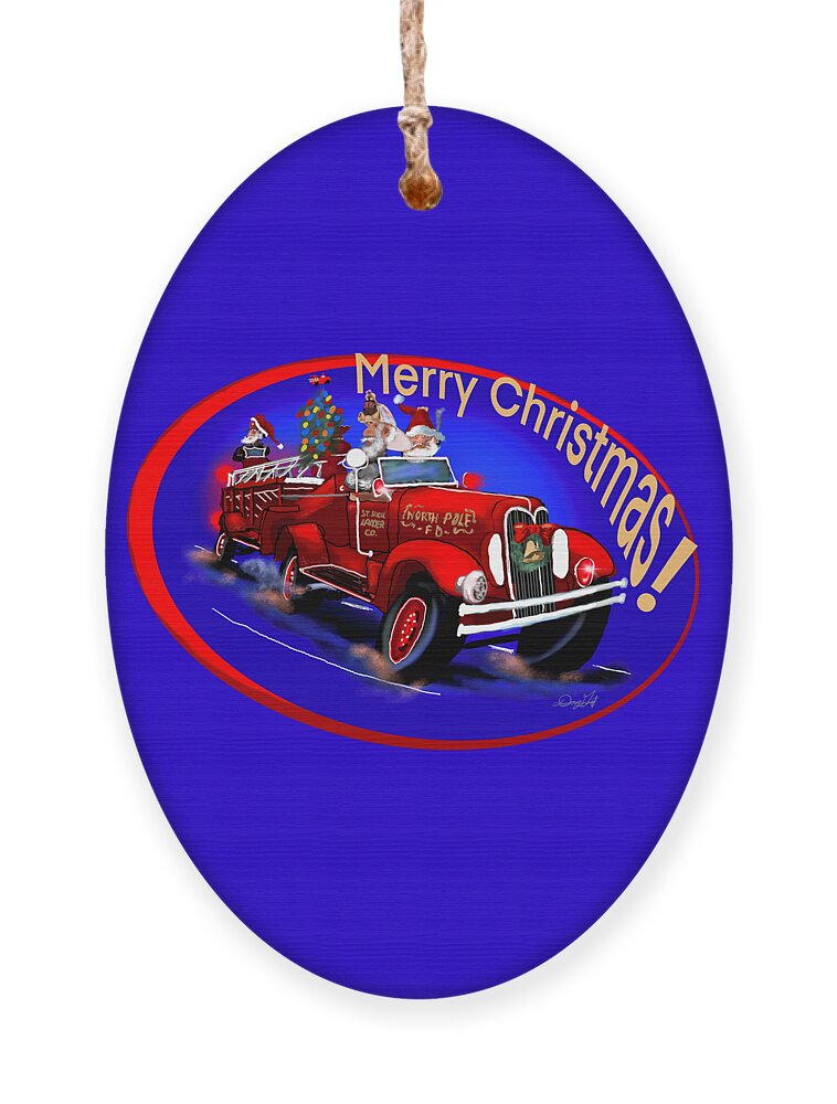  Ornament featuring the digital art St Nick Ladder Company Christmas by Doug Gist