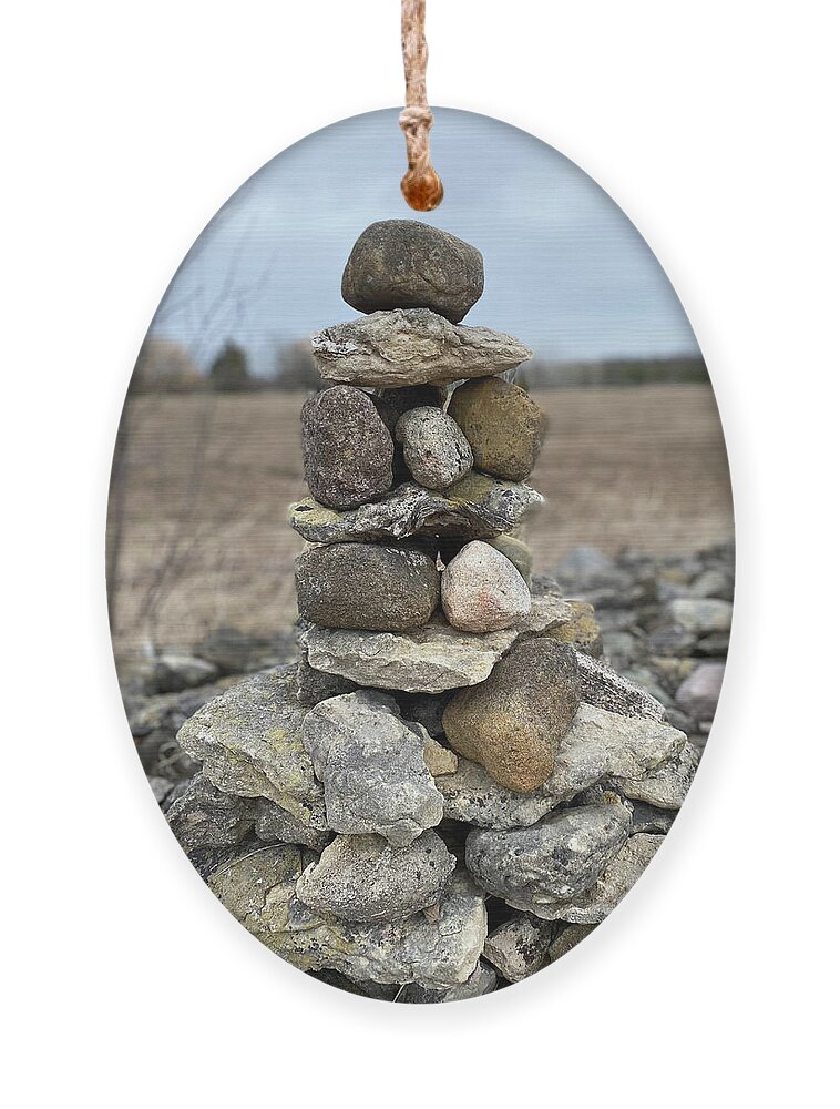 Stacked Ornament featuring the photograph Stacked Field Stones by David T Wilkinson