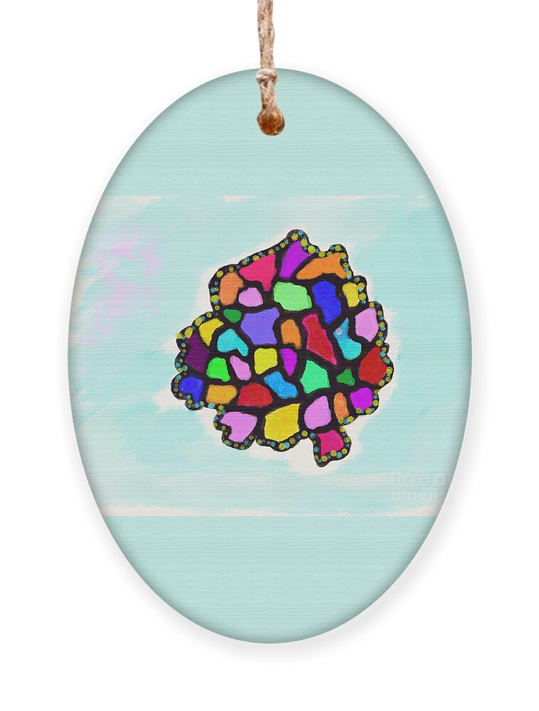 Primitive Impressionistic Expressionism Ornament featuring the digital art Stained-glass Pomegranate by Zotshee Zotshee