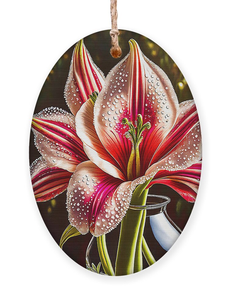 Stargazer Lily Ornament featuring the mixed media Stargazer Lily by Pennie McCracken
