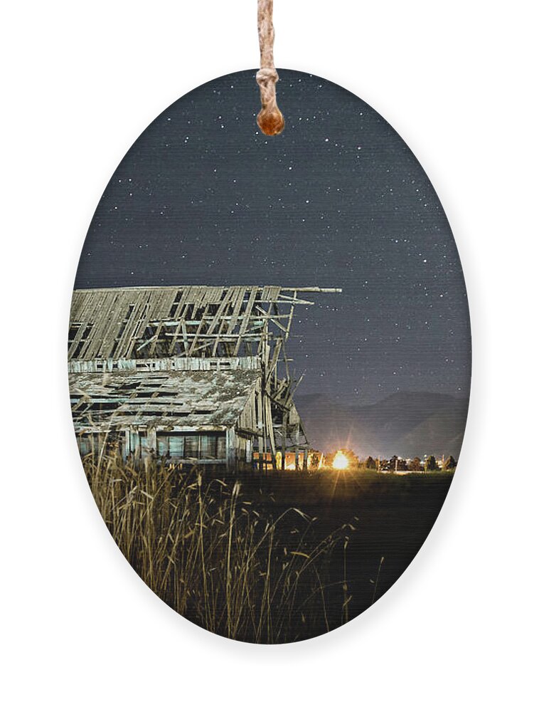 Barn Ornament featuring the photograph Starry Barn by Wesley Aston