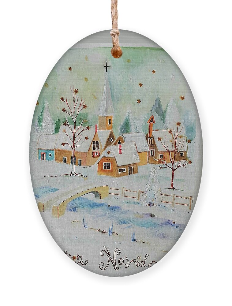 Snow Ornament featuring the drawing Let it snow by Carolina Prieto Moreno