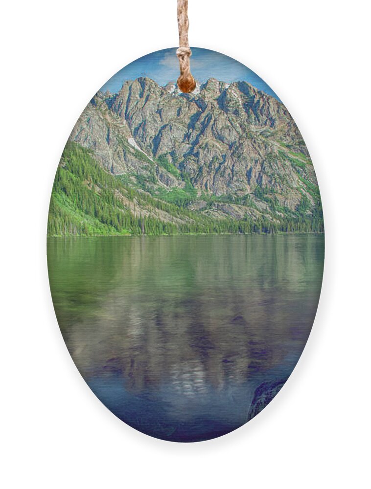 Wyoming Ornament featuring the photograph Starting the Day at Jenny Lake by Marcy Wielfaert
