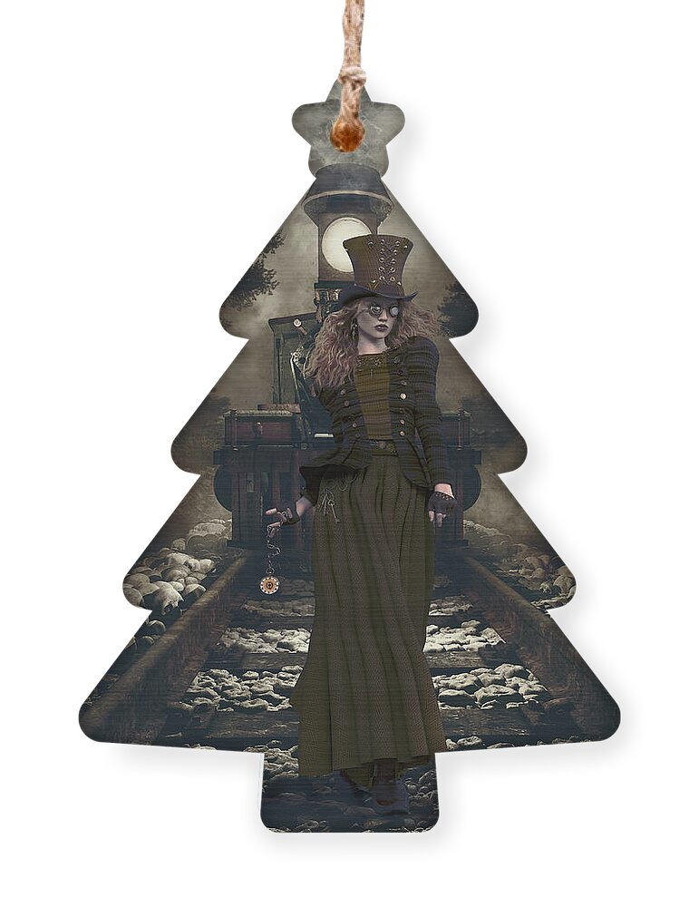 Station Mistress Ornament featuring the digital art Station Mistress Steampunk by Shanina Conway