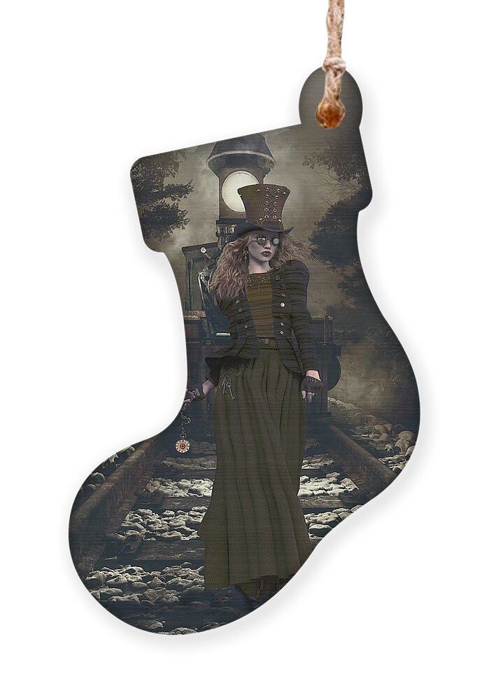 Station Mistress Ornament featuring the digital art Station Mistress Steampunk by Shanina Conway