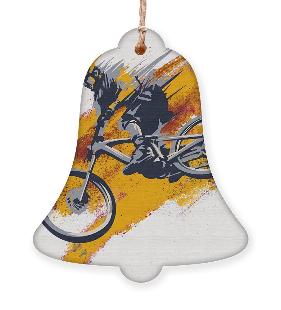 Mountain Bike Art Ornament featuring the painting Stay Wild Mtb by Sassan Filsoof