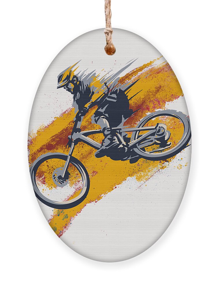 Mountain Bike Art Ornament featuring the painting Stay Wild Mtb by Sassan Filsoof