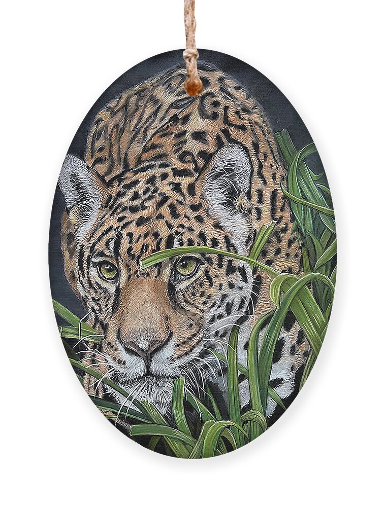 Jaguar Ornament featuring the painting Stealth Stalker by Mark Ray