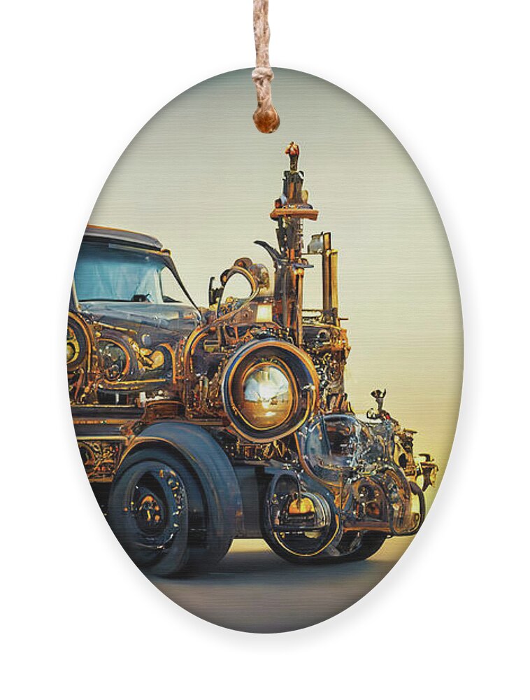 Truck Ornament featuring the digital art Steampunk Truck 01 by Matthias Hauser