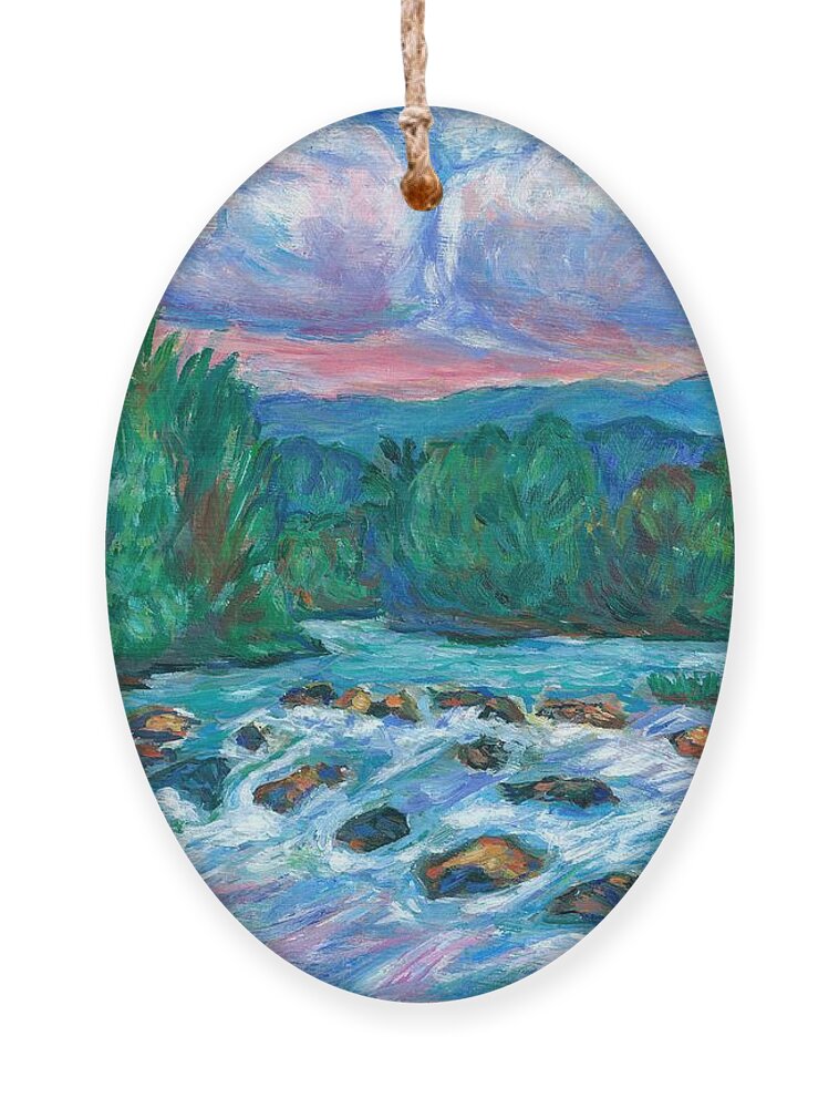 Landscape Ornament featuring the painting Stepping Stones on the New River by Kendall Kessler