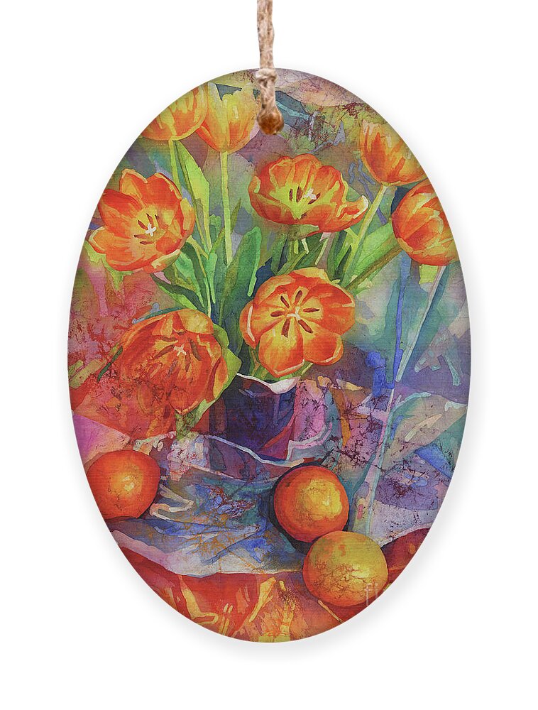 Tulip Ornament featuring the painting Still Life in Orange by Hailey E Herrera