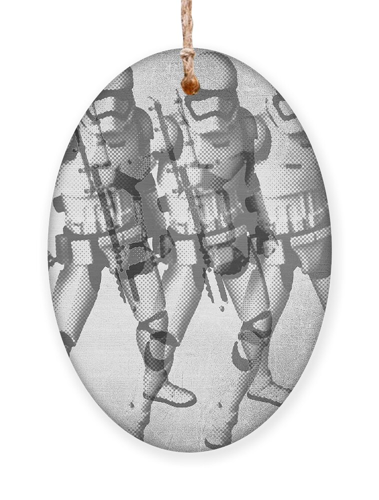 Storm Trooper Ornament featuring the painting Storm Trooper Star Wars Elvis Warhol by Tony Rubino