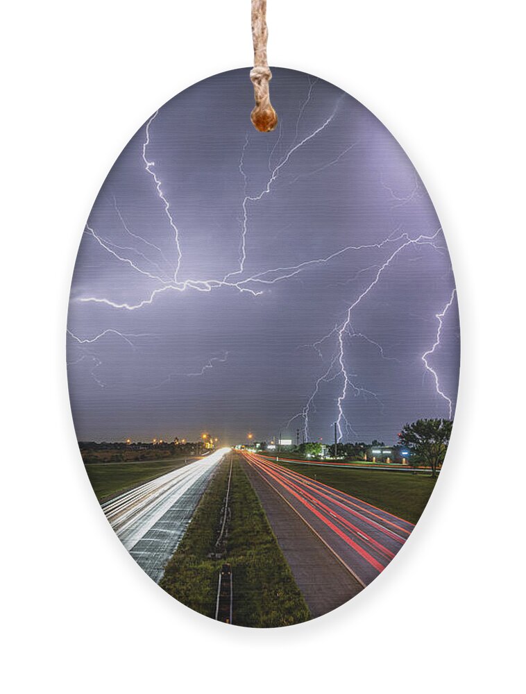Lightning Ornament featuring the photograph Stormy Highway by Marcus Hustedde
