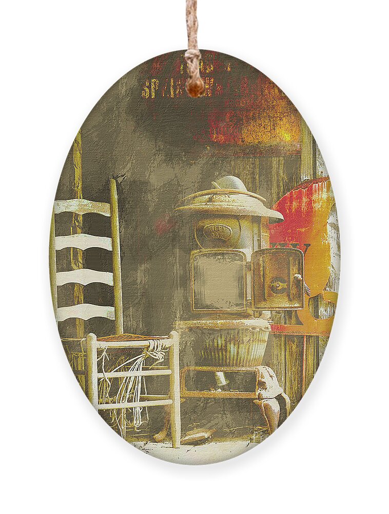 Rabbit Hash Ornament featuring the photograph Stove on the Porch by Bentley Davis