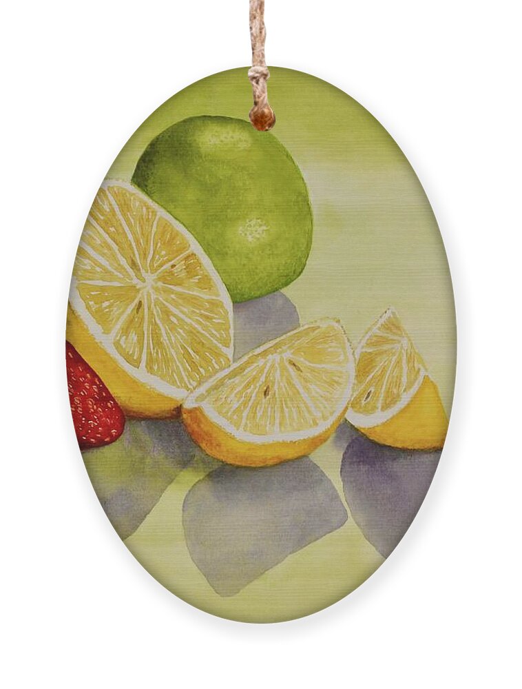 Kim Mcclinton Ornament featuring the painting Strawberry Lemonade by Kim McClinton