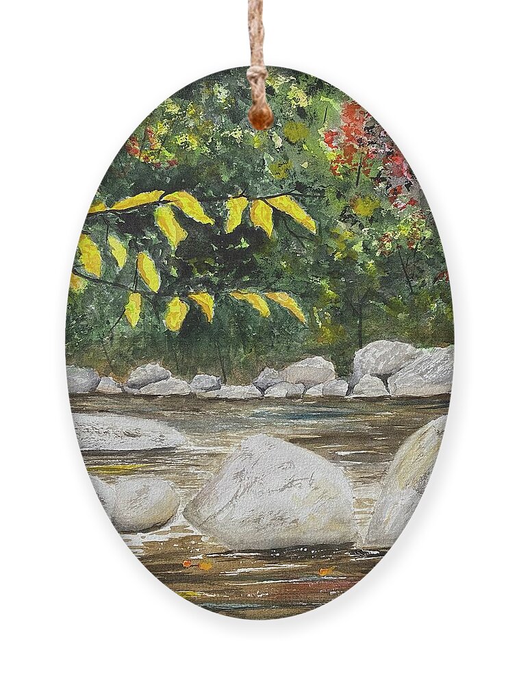 Stream Ornament featuring the painting Stream in Fall by Joseph Burger