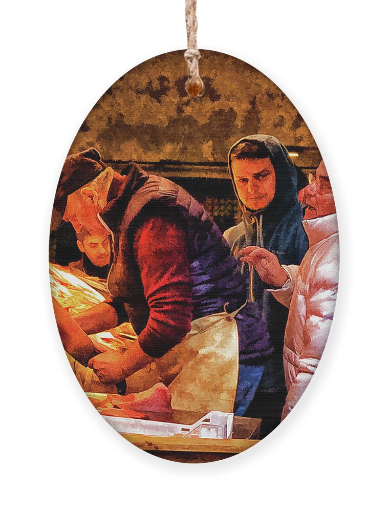 Catania Ornament featuring the photograph Street Butcher in Catania, Sicily by Monroe Payne