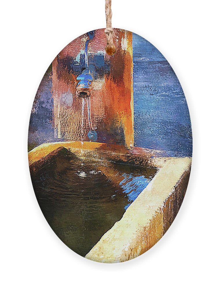 Street Ornament featuring the photograph Street water fountain, Alsace by Tatiana Travelways