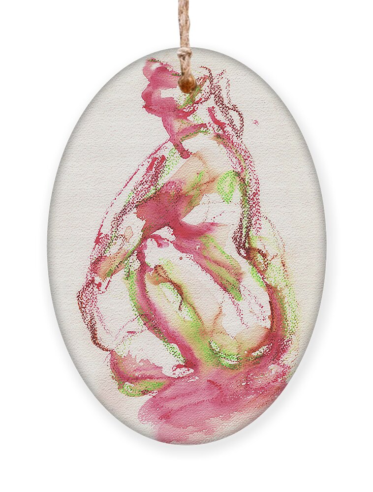 Abstract Nude Watercolour Ornament featuring the painting Studio Nude IV by Roxanne Dyer