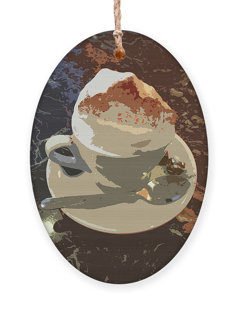 Coffee Ornament featuring the mixed media Stylized Coffee Art by Deborah League