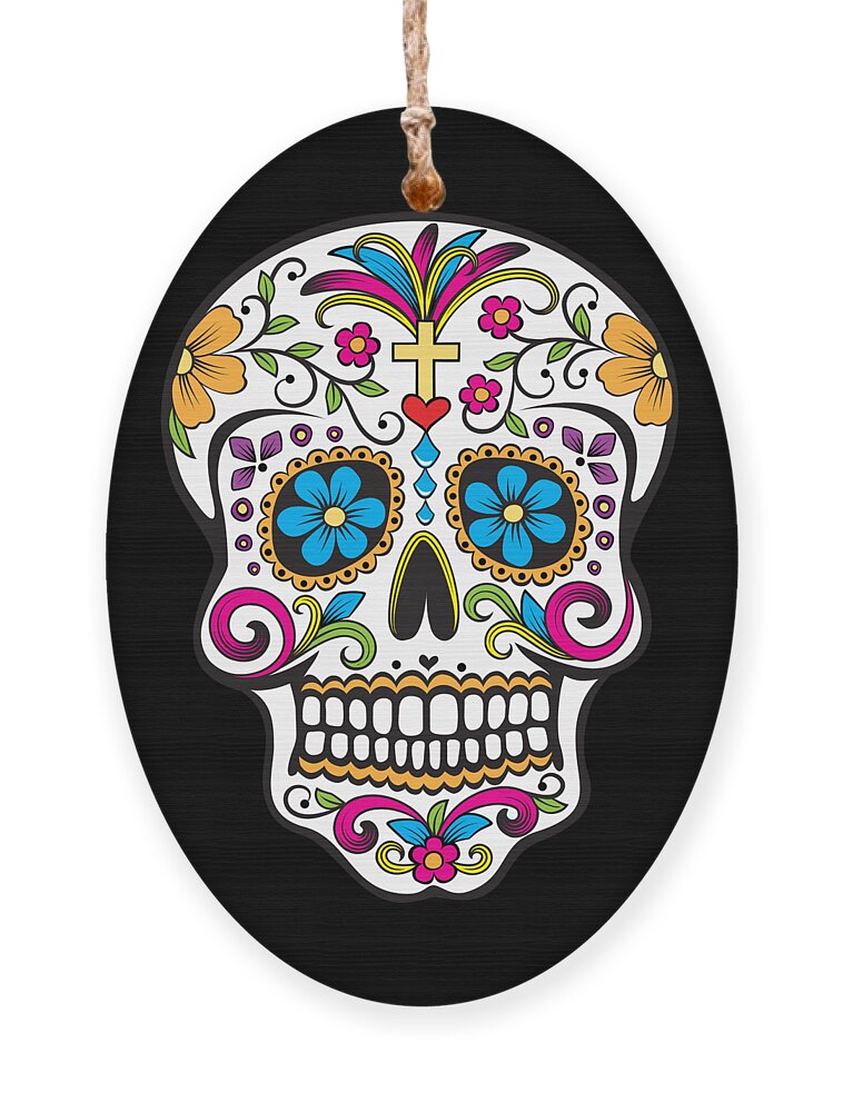 Halloween Ornament featuring the digital art Sugar Skull Day of the Dead by Flippin Sweet Gear