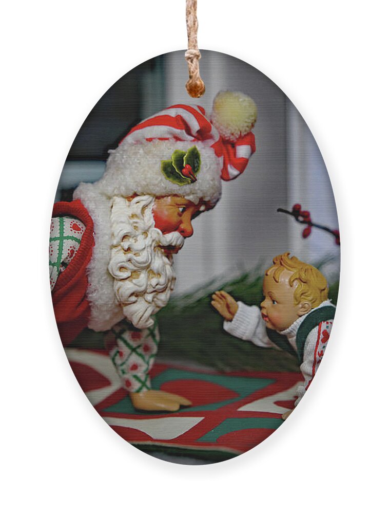 Santa Ornament featuring the photograph Sugarplum, Mary' Son Curley by Imagery-at- Work