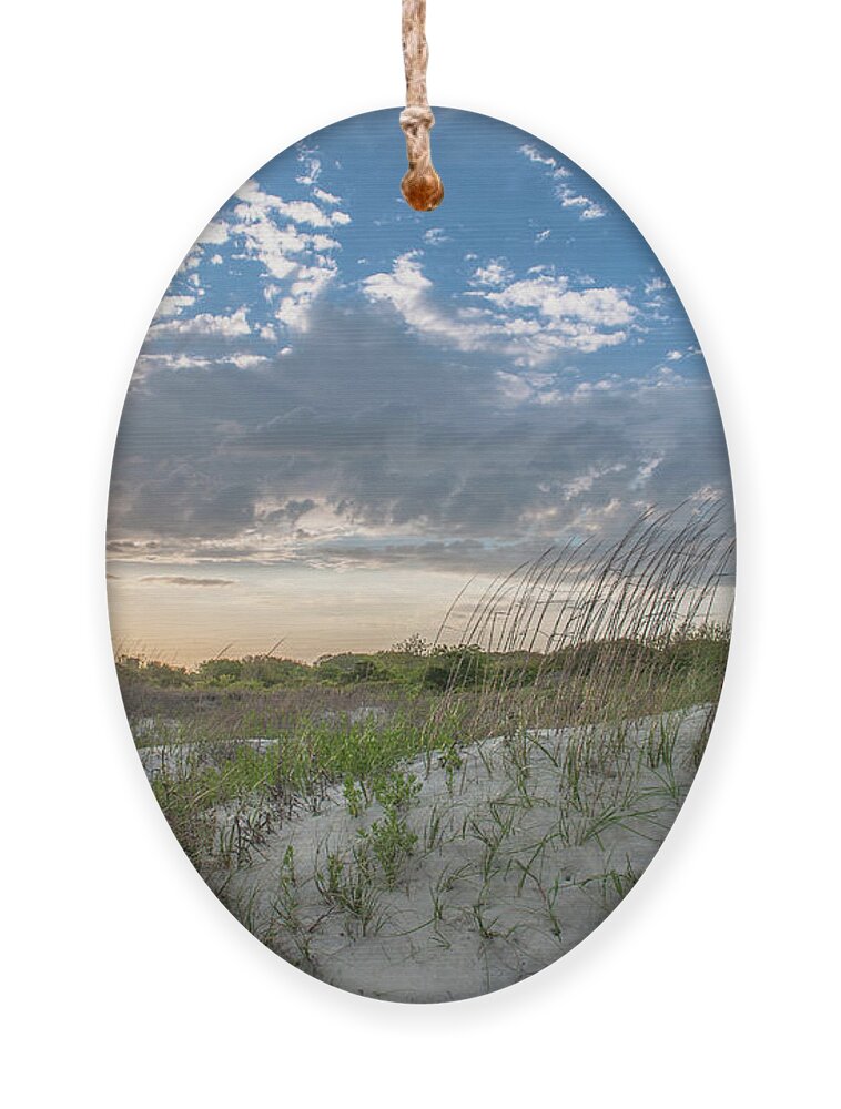 Sullivan's Island Lighthouse Ornament featuring the photograph Sullivan's Island Lighthouse - Coastal Dunes by Dale Powell