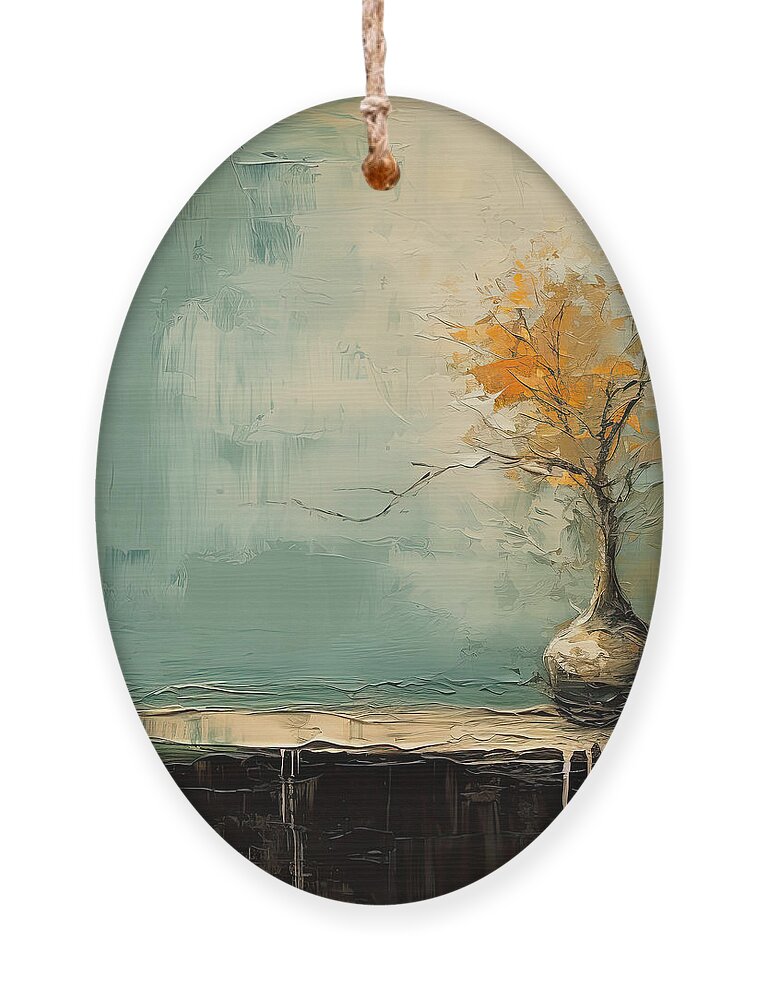 Black Vase Art Ornament featuring the painting Sultry Brown- Distressed Art by Lourry Legarde