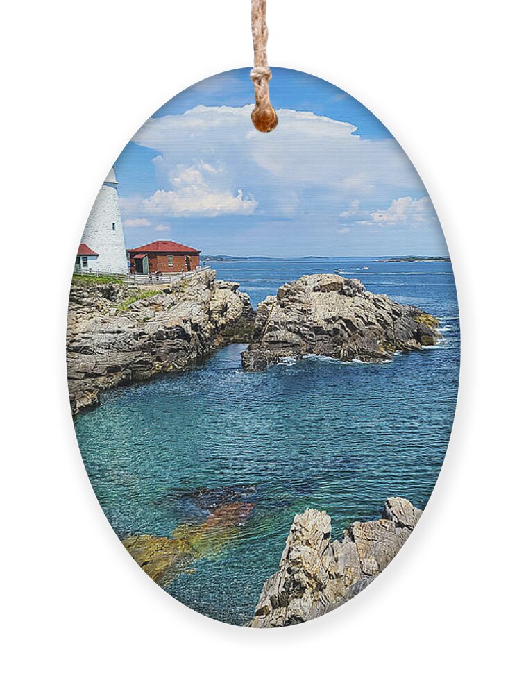 Portland Head Ornament featuring the photograph Summer at Portland Head Lighthouse by Ron Long Ltd Photography