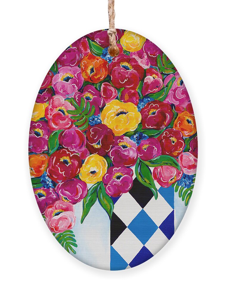 Flower Bouquet Ornament featuring the painting Summer Blooms by Beth Ann Scott