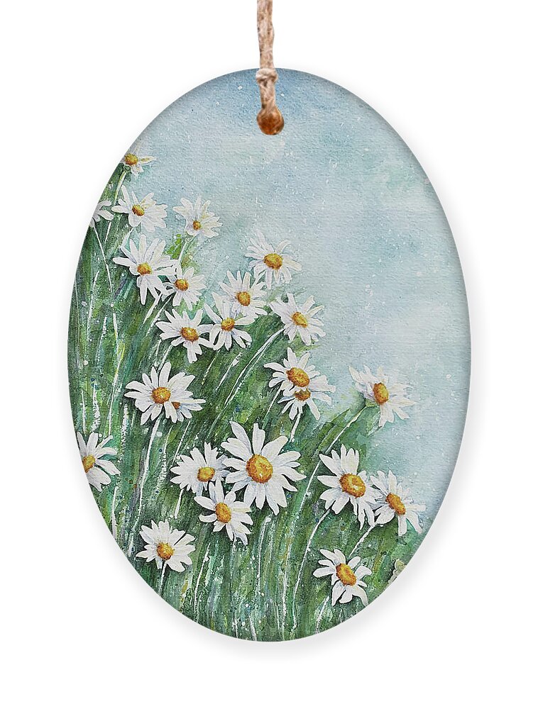 Daisies Ornament featuring the painting Summer Breeze by Lori Taylor