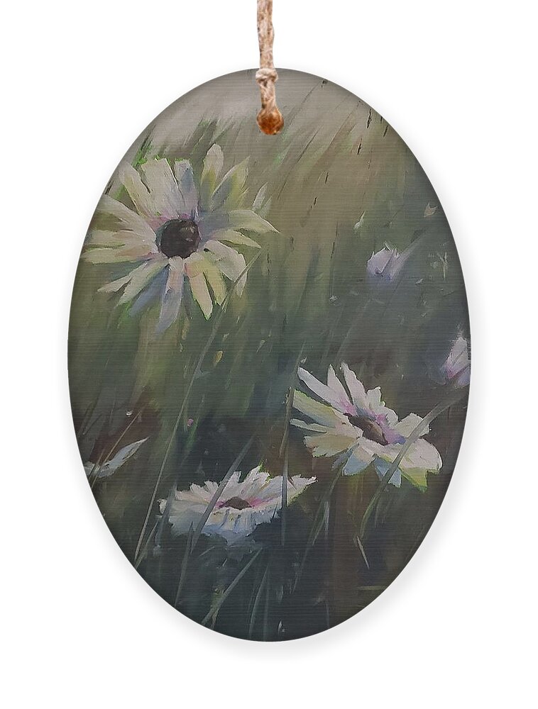 Daisy Ornament featuring the painting Summer is Daisies by Sheila Romard