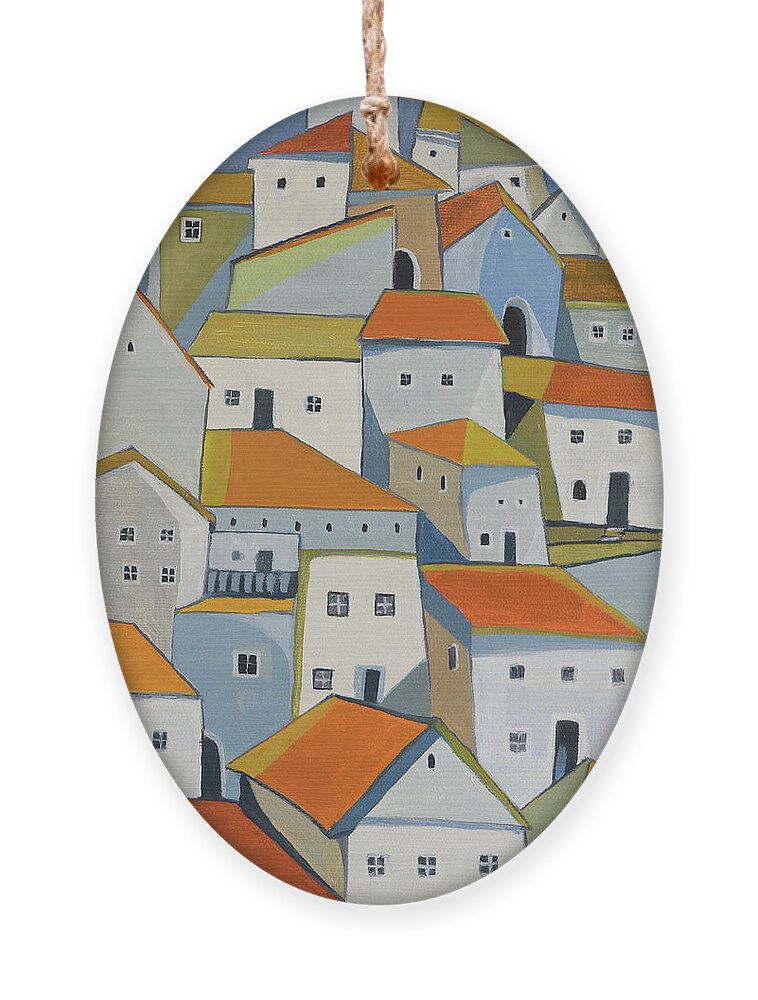 Cityscape Ornament featuring the painting Summer memories by Aniko Hencz