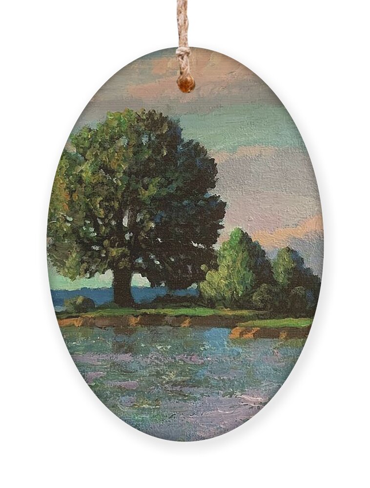 Columbia Sc Ornament featuring the painting Summer off McMeekins Point by Blue Sky