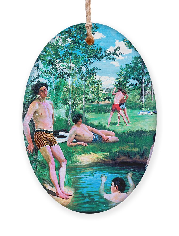 Bazille Ornament featuring the painting Summer Scene 1869 by Frederic Bazille