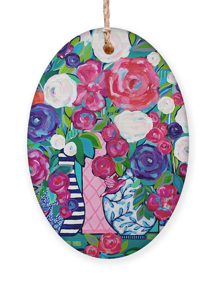 Flowers Ornament featuring the painting Summer Soiree by Beth Ann Scott