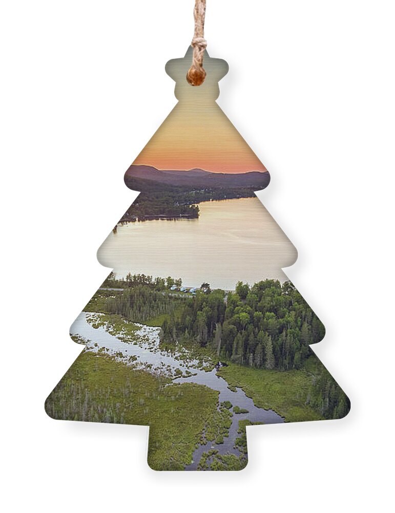 Island Pond Ornament featuring the photograph Summer Sunset Over Island Pond, VT by John Rowe