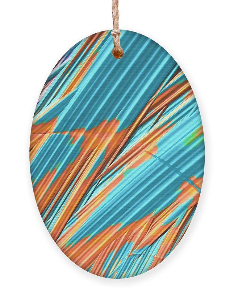 Turquoise Ornament featuring the digital art Summertime Contemporary Abstract blue and orange by Bonnie Bruno