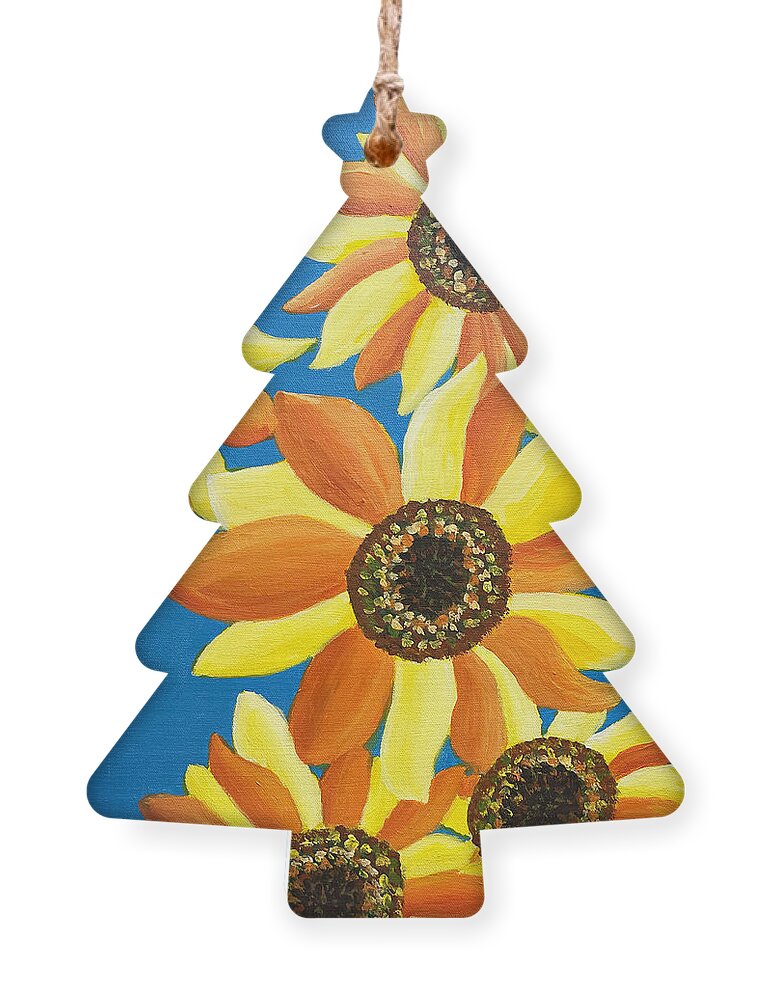 Sunflower Ornament featuring the painting Sunflowers Five by Christina Wedberg