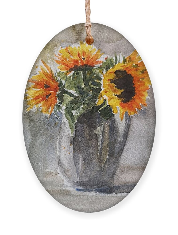 Still Life Ornament featuring the painting Sunflowers by Sheila Romard
