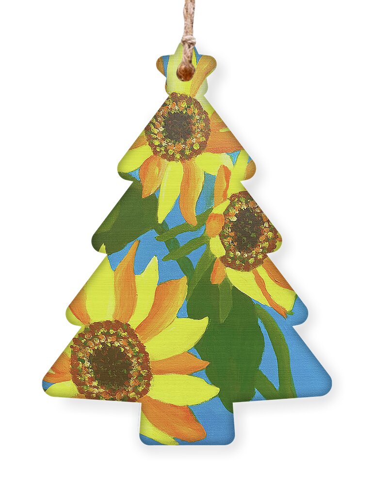 Sunflower Ornament featuring the painting Sunflowers Three by Christina Wedberg