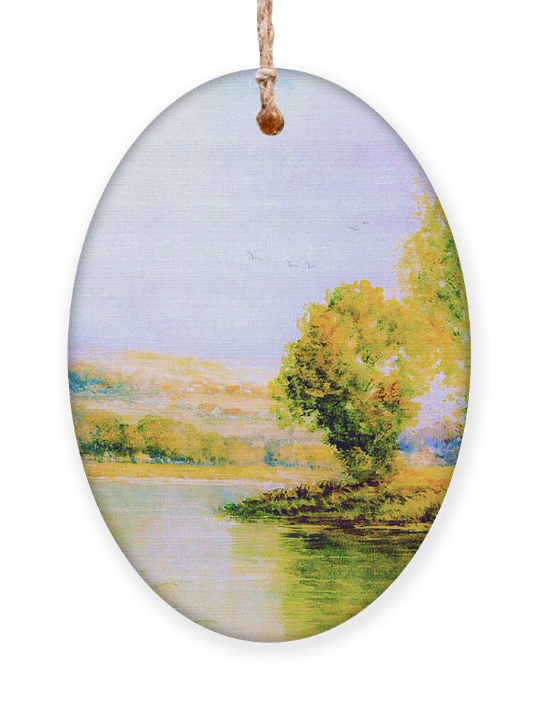 Landscape Ornament featuring the painting Sunkissed Fields by Jane Small