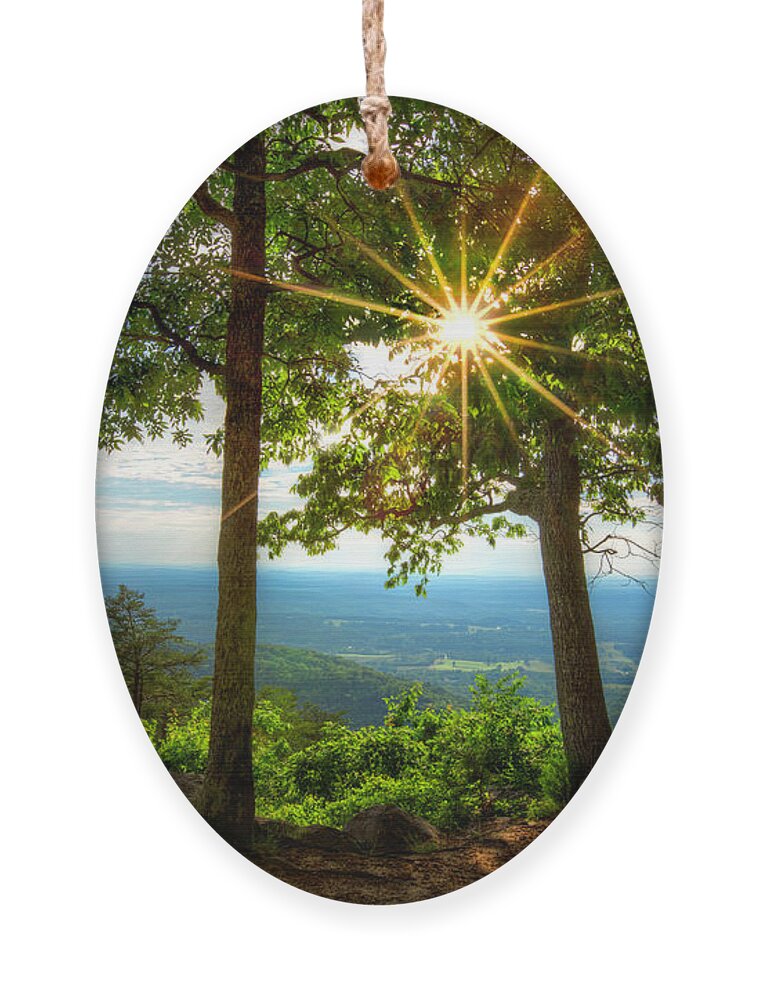 Appalachia Ornament featuring the photograph Sunrays over the Smoky Blue Ridge Mountains by Debra and Dave Vanderlaan