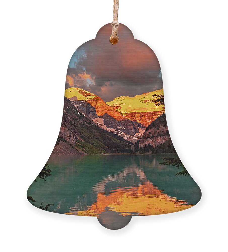 Canada Ornament featuring the photograph Sunrise at Canada's Lake Louise by Mitchell R Grosky