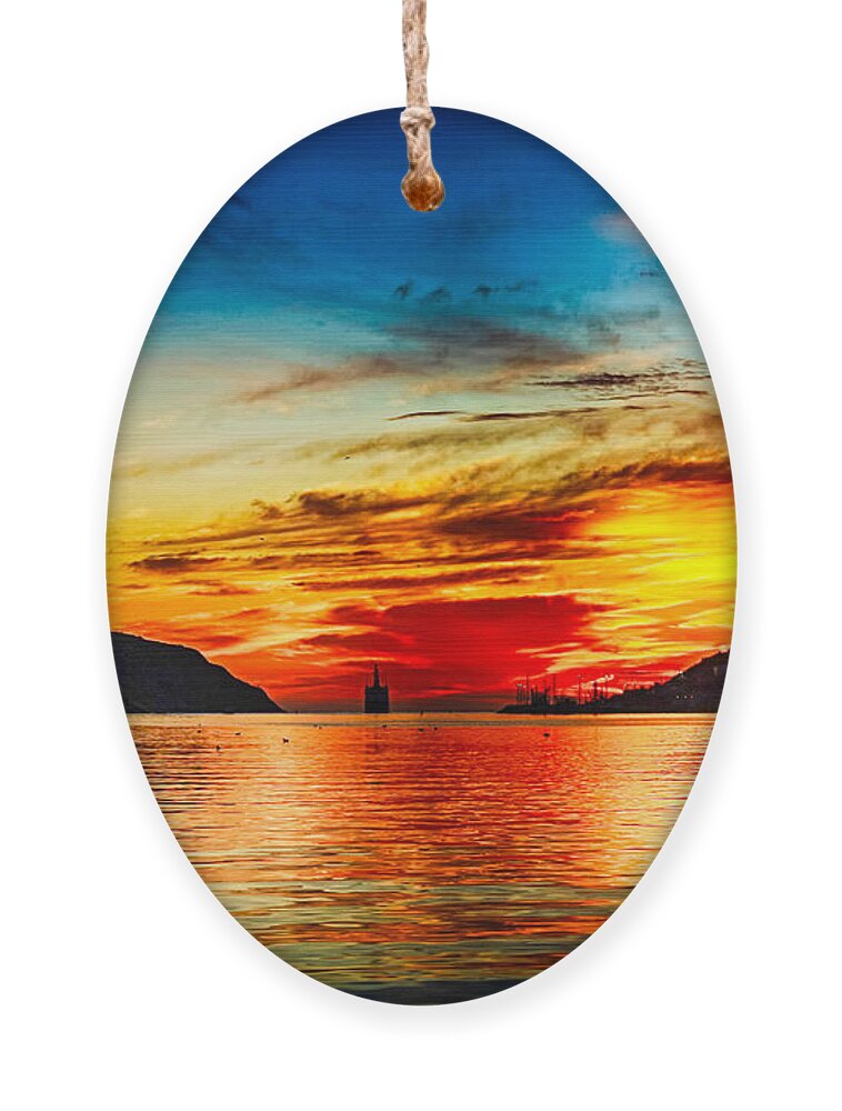 Sunrise Ornament featuring the photograph Sunrise colors in St.Johns Newfoundland by Tatiana Travelways
