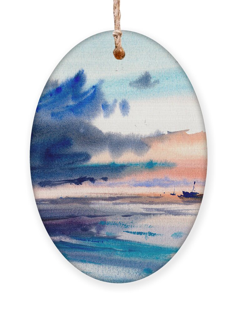 Beach Ornament featuring the painting Sunrise Fishing by P Anthony Visco