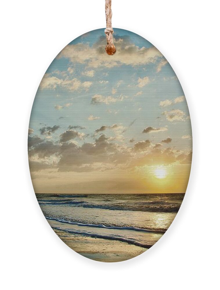 Colorful Ornament featuring the photograph Sunrise Reflections Off The Atlantic Ocean by Dennis Schmidt