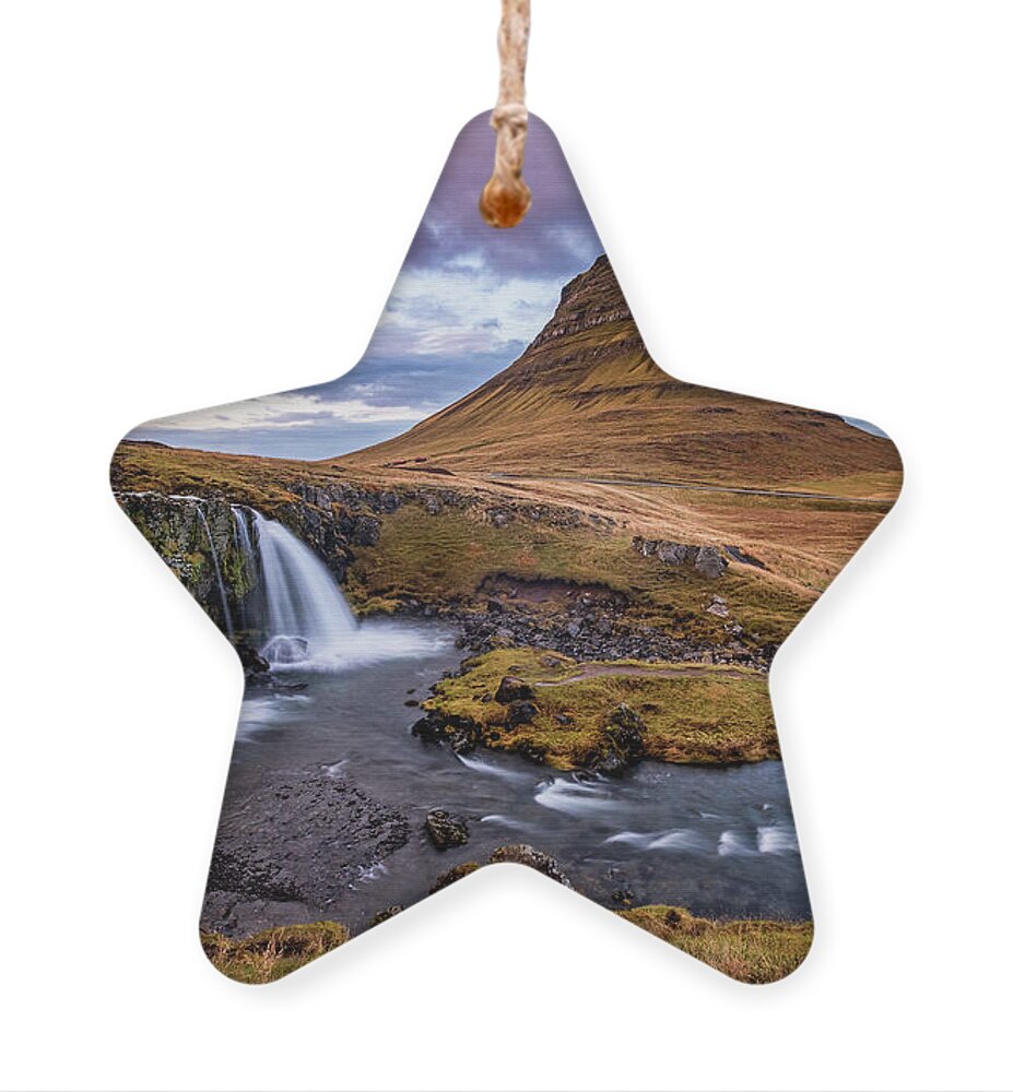 Kirkjufell Ornament featuring the photograph Sunset at Kirkjufell by Alexios Ntounas