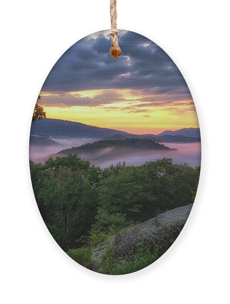 Sunset Ornament featuring the photograph Sunset at Raven Rocks - Blue Ridge Parkway by Susan Rissi Tregoning
