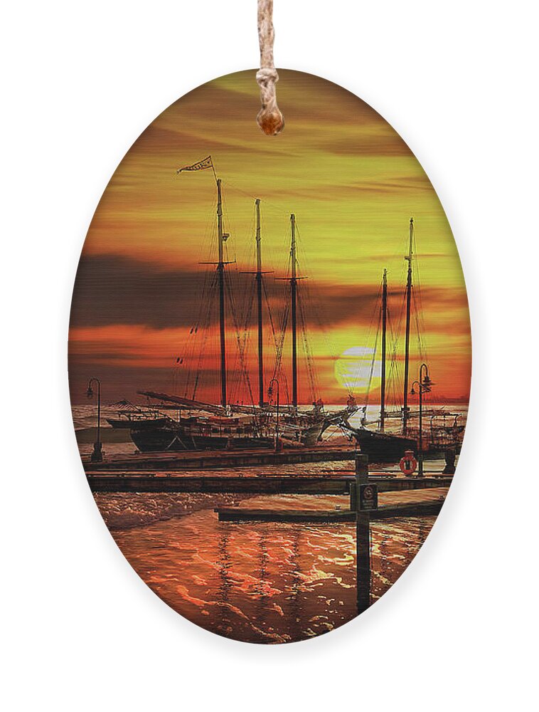 Sun Ornament featuring the photograph Sunset at Sea by Shelia Hunt